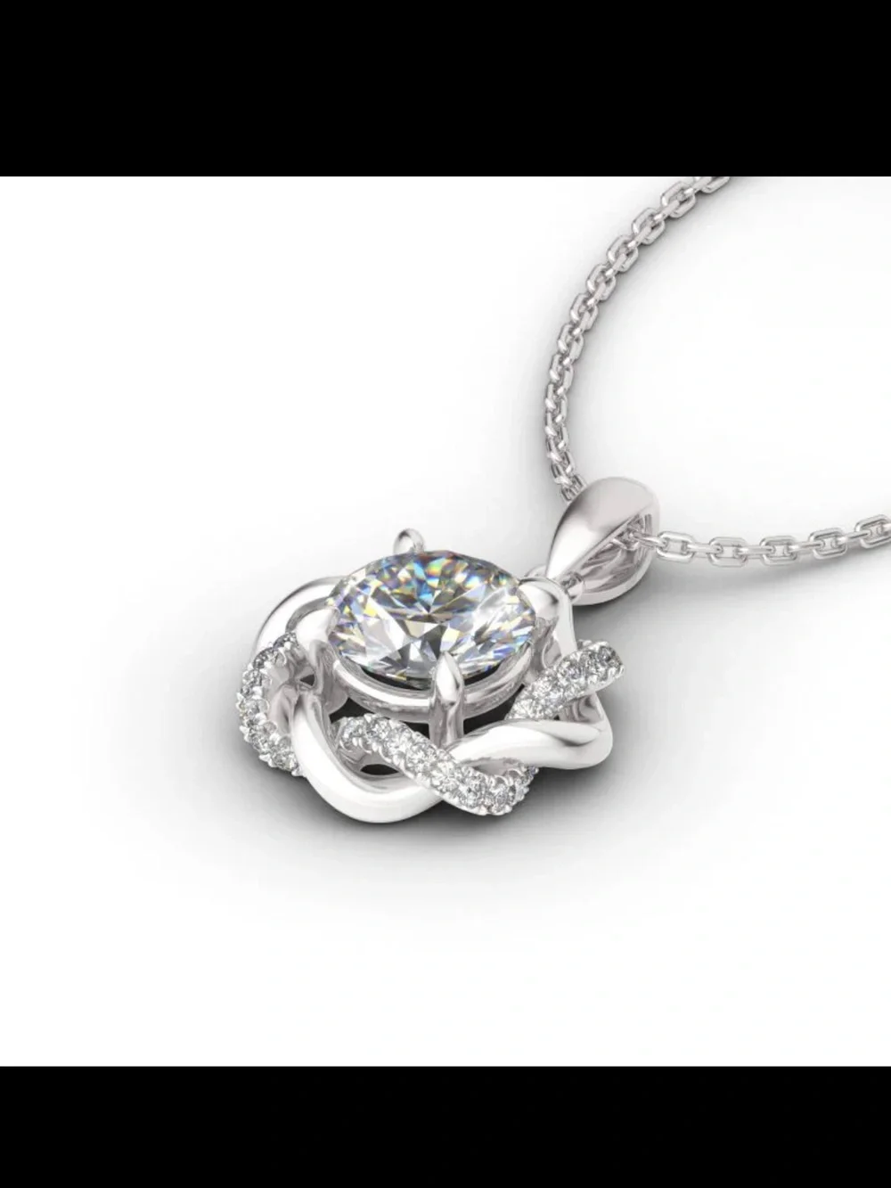 2kt Moissanite & Sterling Sterling Silver Floral Pendant Necklace - Love Knot